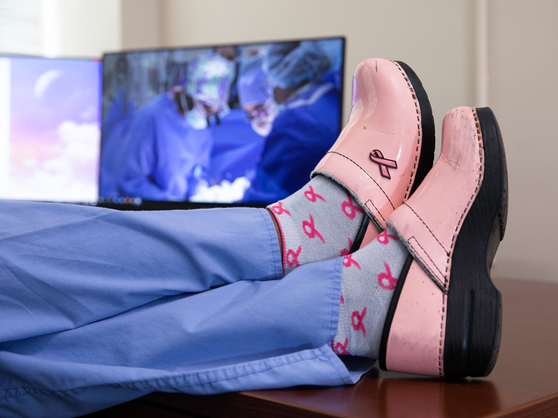 Matemavi's trademark footwear honor her mother Rose Matemavi, who died of breast cancer.