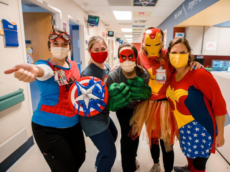 Health care heroes at Children's of Mississippi include, from left, RNs Emily Berry, Megan Gordon, Samantha Siviglia, Lauren Metz and Stacey Wilson.