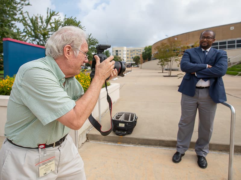 Earlier this month, Ferchaud framed an environmental portrait of Dr. Driscoll DeVaul, assistant dean of academic affairs in the School of Health Related Professions.