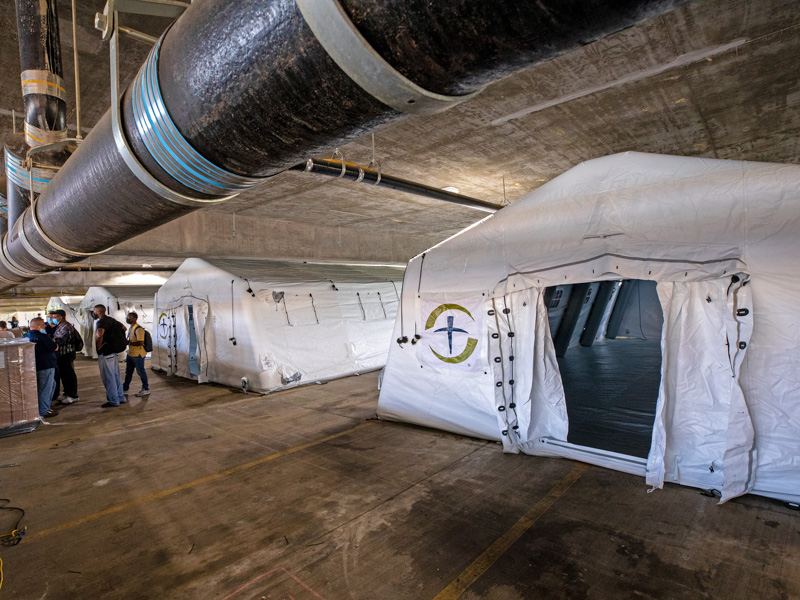 About 10 Samaritan's Purse tents will make up the 32-bed field hospital set to open Wednesday at UMMC. The field hospital will include five intensive care beds.