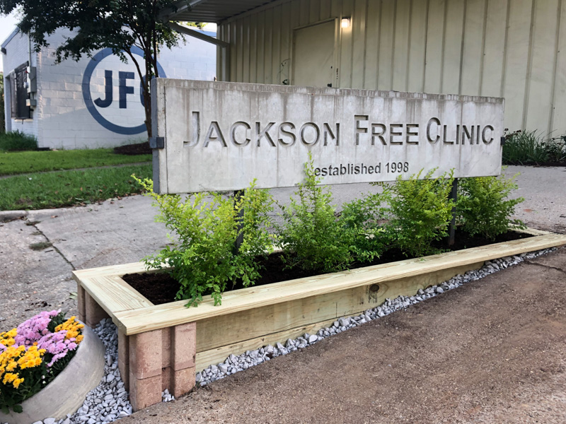 In spite of what its sign says, the Jackson Free Clinic was officially established in 2001, and opened its doors at an earlier location in January 2002.
