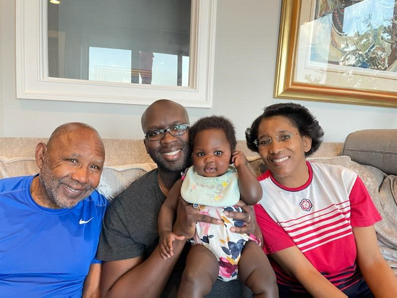 Oliver, and his daughter, Tina Oliver - now Tina Powell. Oliver, left, enjoys a visit with family members representing three previous generations, from left: his grandson Leon Powell, great-granddaughter Ebony Powell and daughter Tina Powell.