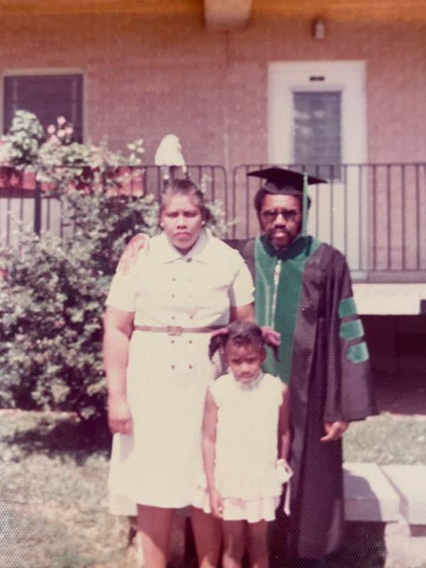 On his medical school graduation day in 1972, Oliver shares the occasion with his mother, Essie Mae Sandridge.