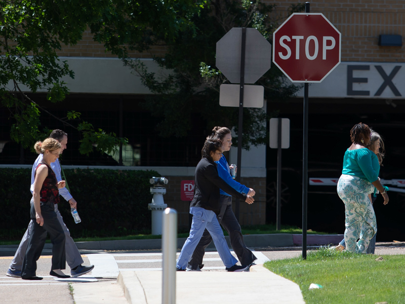 UMMC employees and students walked nearly a mile around campus as part of a National Walking Day celebration. Melanie Thortis/ UMMC Communications