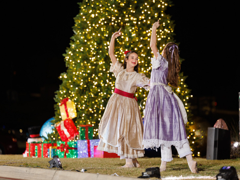Ballet Mississippi dancers Mary Mac Penton, left, and Annalisa James perform a Christmas party scene from "The Nutcracker." Joe Ellis/ UMMC Communications