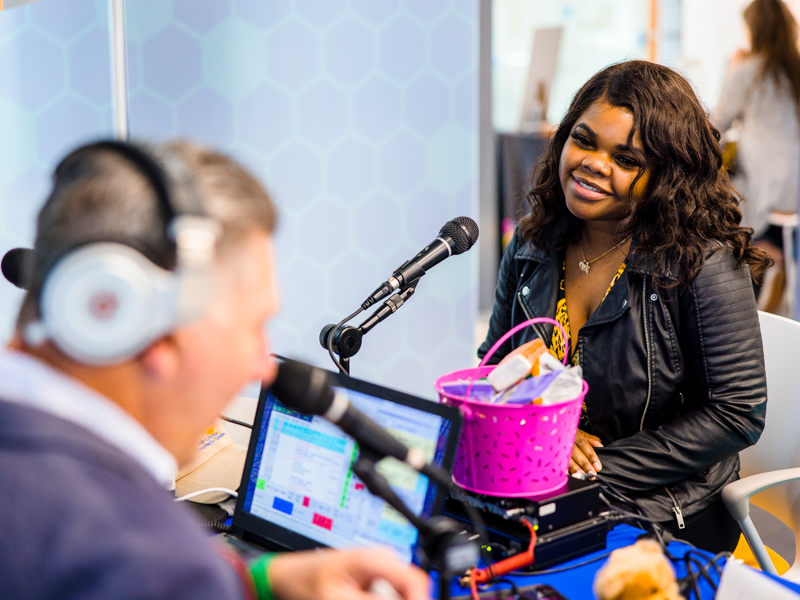 Chelsea Bates, mom of Nolee Jones, the state's 2022 Children's Miracle Network Hospitals Champion, tells her family's story on the air during last year's Mississippi Miracles Radiothon.
