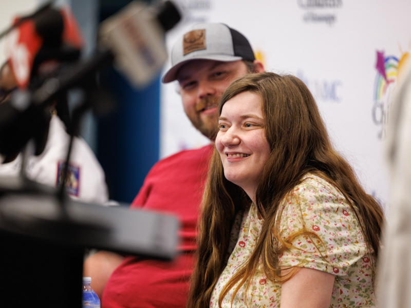 Haylee Ladner and husband Shawn smile during a news conference announcing the birth of their quintuplets at Wiser Hospital for Women and Infants at the University of Mississippi Medical Center.