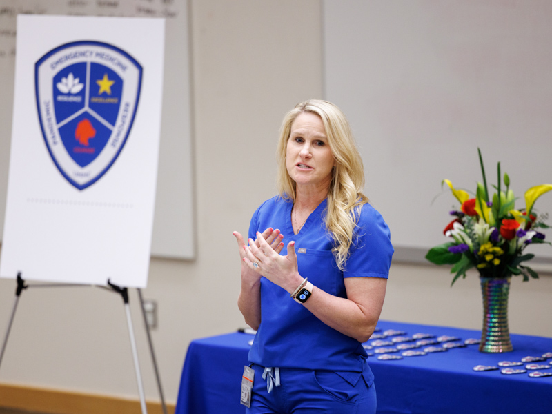 Sherry Riser, nurse manager in the Adult ED, thanks her front-line staff for their loyalty and resilience during the COVID-19 pandemic.