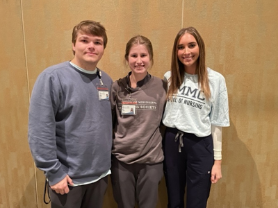 From left are Matthew Hartzog, MASN president; Anna Claire Williams, second vice president; and Celeste Knighton, director of communications.