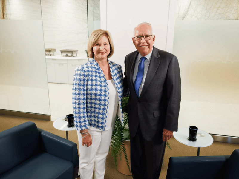 Dr. Darrell Kirch meets with Dr. LouAnn Woodward, vice chancellor for health affairs and dean of the School of Medicine, before delivering his address as the featured speaker for the Vice Chancellor Lecture Series.