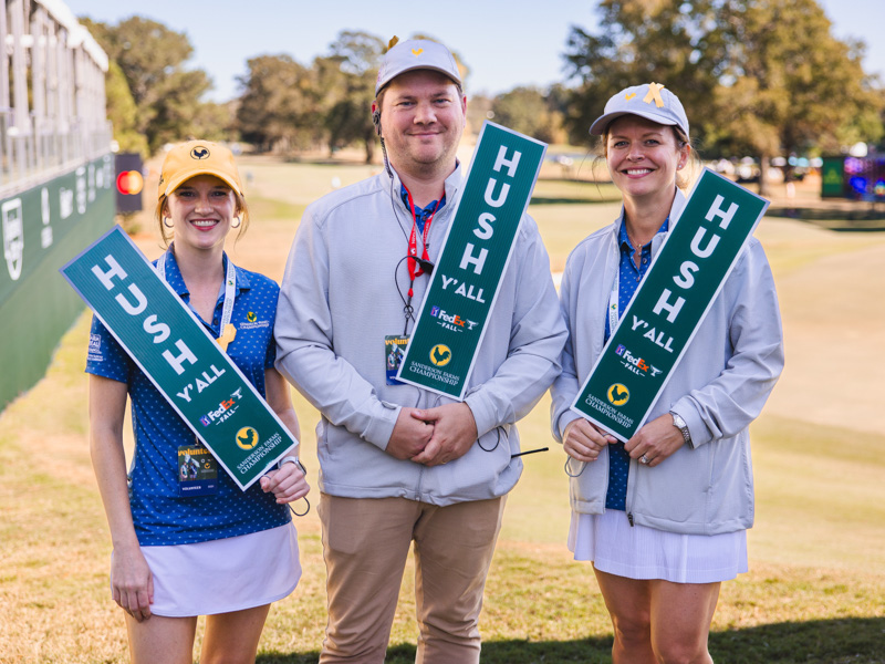 Among UMMC volunteers were, from left, alumni engagement officer Kathryne Lewis, development liaison Andrew Russell and Jen Hospodor, director of community development, annual giving and alumni engagement. Lindsay McMurtray/ UMMC Communications