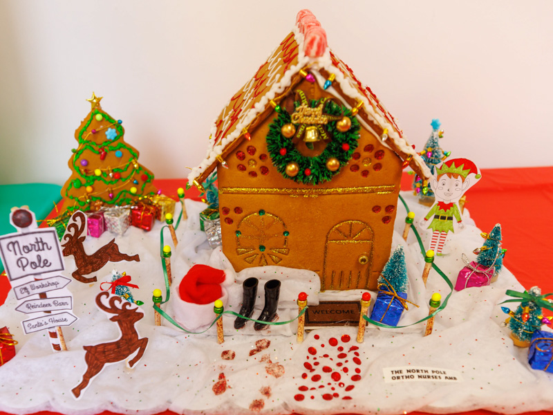 Orthopaedic nurses created this gingerbread chateau, on display at the Pavilion. Melanie Thortis/ UMMC Photography