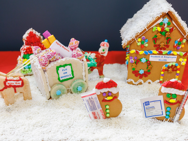 Student & Employee Health give a nod to the UMMC Flu Blitz in their gingerbread entry. Melanie Thortis/ UMMC Photography 