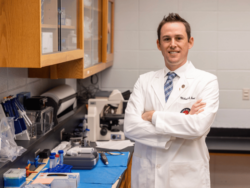 Third-year dental student Michael Bierdeman's research progresses the identification of bacteria that contribute to periodontal disease.