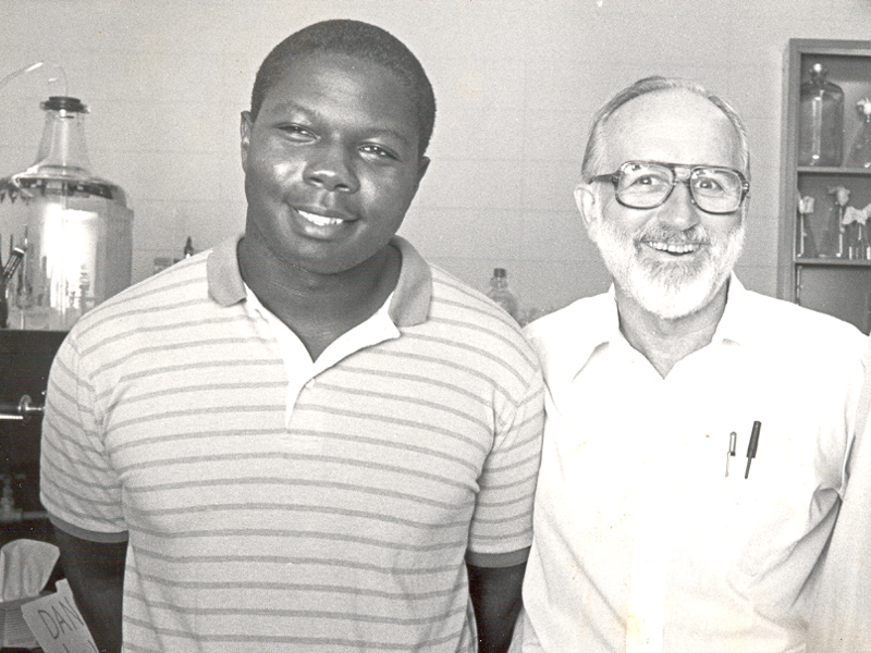 As a student, Smith spent a lot of time in the lab of Dr. Bob Koch, right, who was a supreme influence in his life. (Photo courtesy of Dr. Stanley Smith)