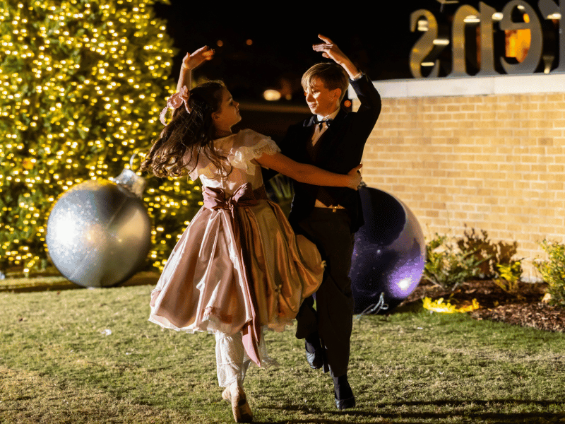 Ballet Mississippi dancers Emery Harp and Ruby Hospodor perform as Herr Drosselmeyer's nephew and Marie.