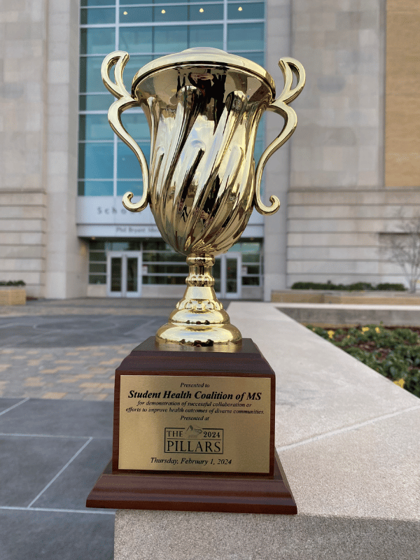 The Student Health Coalition earned the Pillars' 2024 Esprit De Corps Award "for demonstration of successful collaboration or efforts to improve health outcomes of diverse communities." (Photo courtesy of the Student Health Coalition)