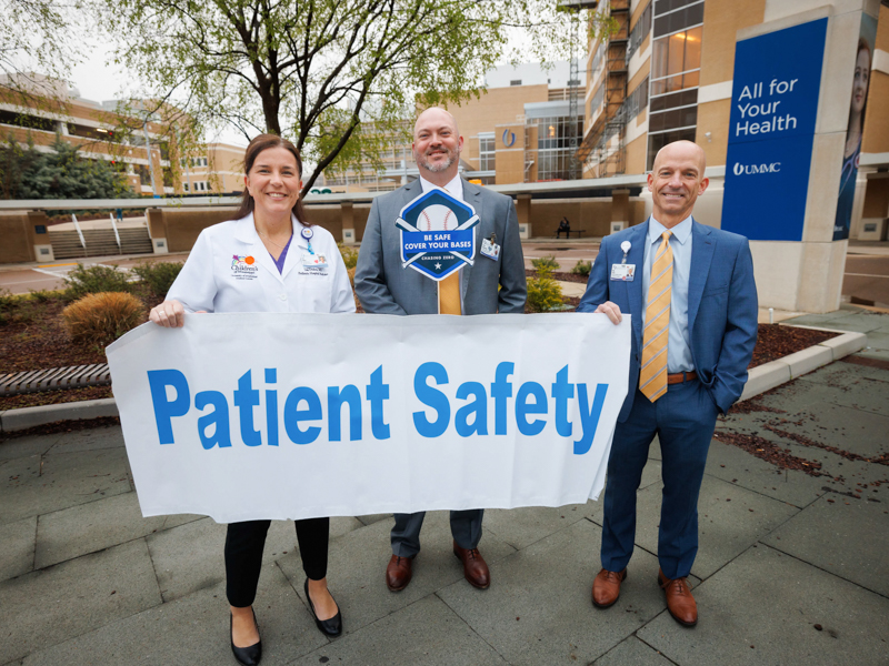 Dr. Lisa Didion, Chief Medical Officer, Jason Zimmerman, Chief Nursing Officer, Alan Jones, Associate Vice Chancellor for Clinical Affairs. Joe Ellis/ UMMC Photography 