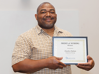 Charles Patton, respiratory therapist, is the Friend of Nursing winner.