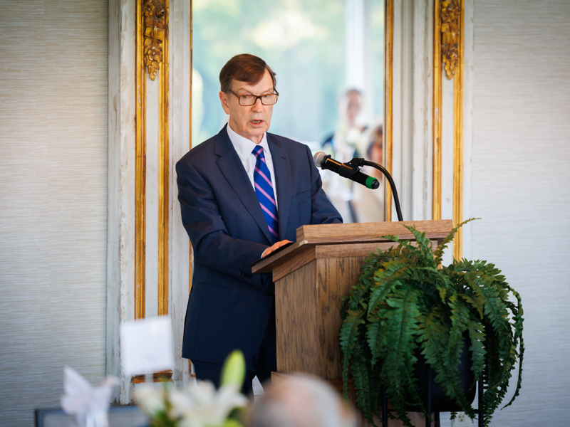ewis, professor emeritus and long-time friend and colleague of Dr. Julius Cruse delivers speech at the Julius M. Cruse, MD, PHD Pathology Endowment Ceremony.