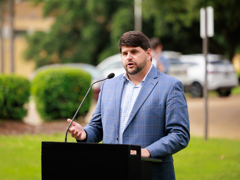 Chris Monsour, vice president of AnderCorp, tells more about the construction progress at the UMMC School of Nursing. Joe Ellis/ UMMC Communications