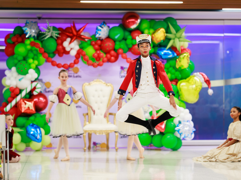 Leilani Zhou, soldier doll in the Nutcracker, jumps during Ballet Mississippi's performance at Light-A-Light. Joe Ellis/ UMMC Communications