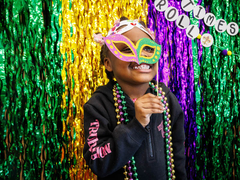 JaRiya Harris, 6, of Jackson poses at the Children's of Mississippi Mardis Gras parade. Jay Ferchaud/ UMMC Communications