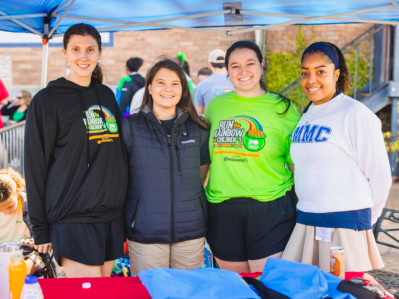 From left; Caley Stogner, assistant professor-education, School of Nursing, Hannah Gregory, Doctor of Nursing practice student, Alex Reichle School of Medicine student M2 and Kenisha Davis, School of Nursing instructor attend the 2026 Run the Rainbow benefitting Children's of Mississippi.