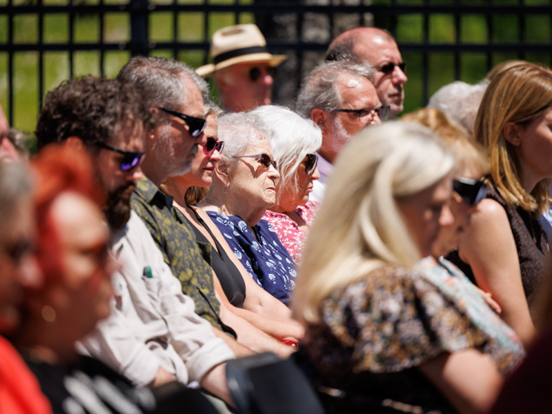 Members of the Walters family observe the annual Ceremony of Thanksgiving honoring their loved one, Robert Walters. His widow, Ann, in purple, said his decision to donate his body to science reflected his belief in giving back to others.