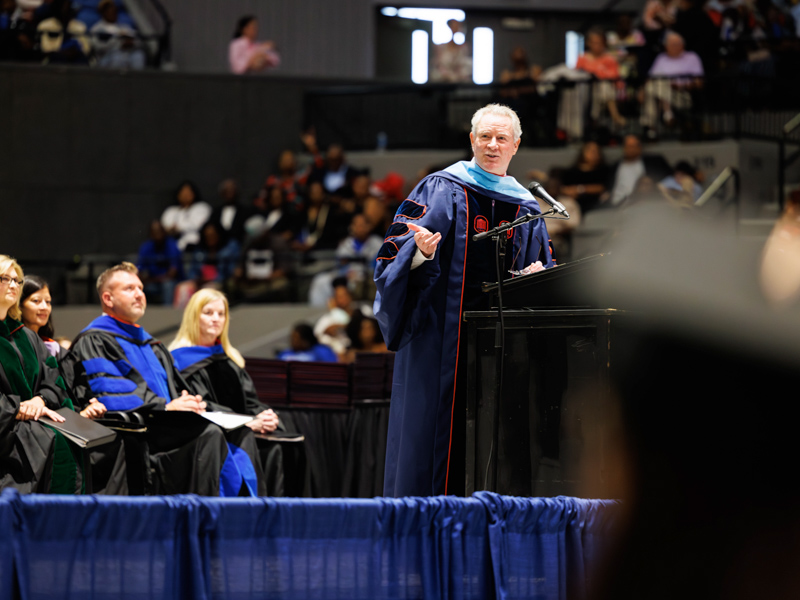 University of Mississippi Chancellor Dr. Glenn Boyce congratulates graduates and their families during UMMC’s 70th annual commencement ceremony. Melanie Thortis/ UMMC Communications