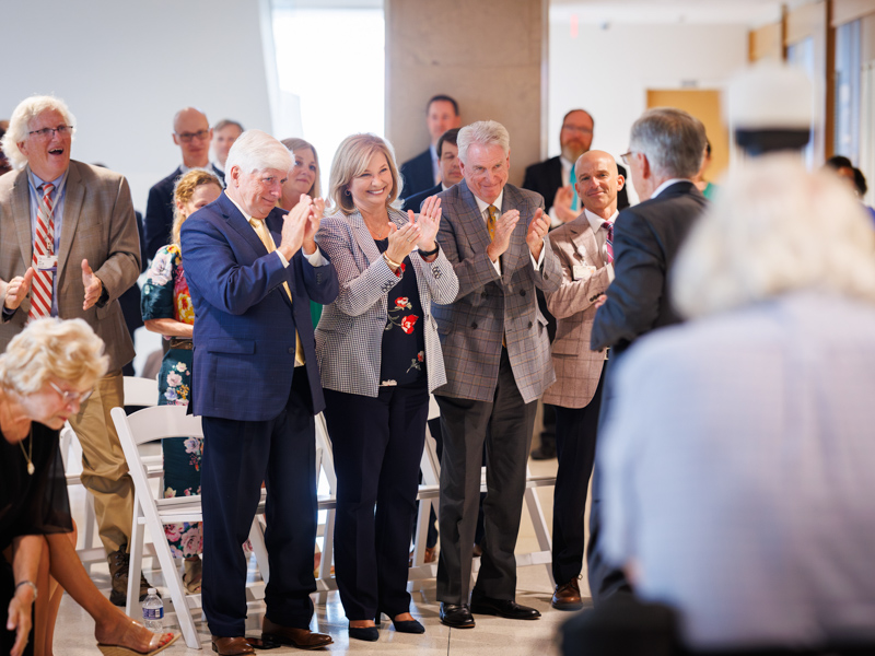 To cap the moment, Dr. Hall received a rousing standing ovation, a fitting tribute to his decades of service, leadership and mentorship. Joe Ellis/ UMMC Communications