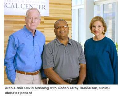 Archie and Olivia Manning with Coach Leroy Henderson, UMMC diabetes patient.
