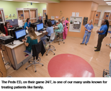 Photo of the pediatric emergency department working. 