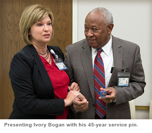 Presenting Ivory Bogan with his 45-year service pin.