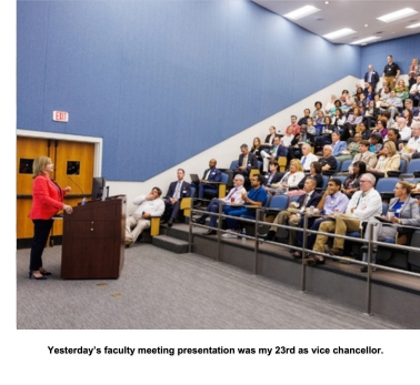 Yesterday's faculty meeting presentation was my 23rd as vice chancellor. 