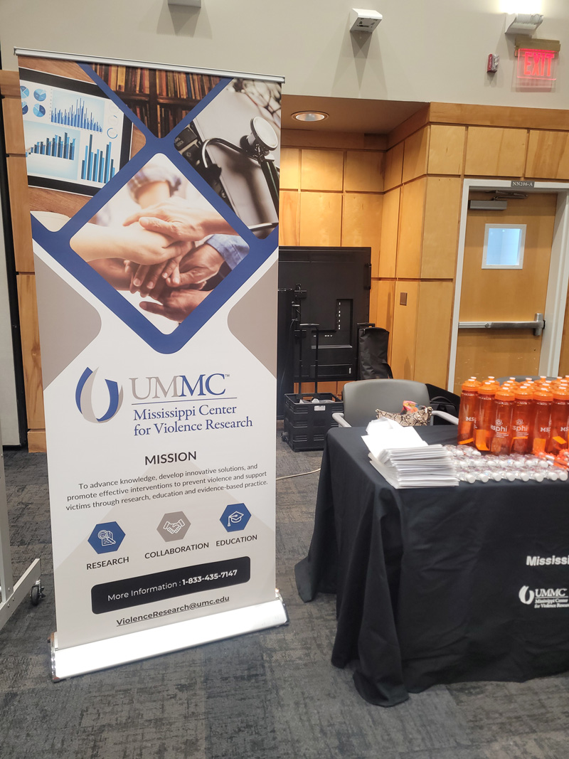 Display sign and exhibit table.