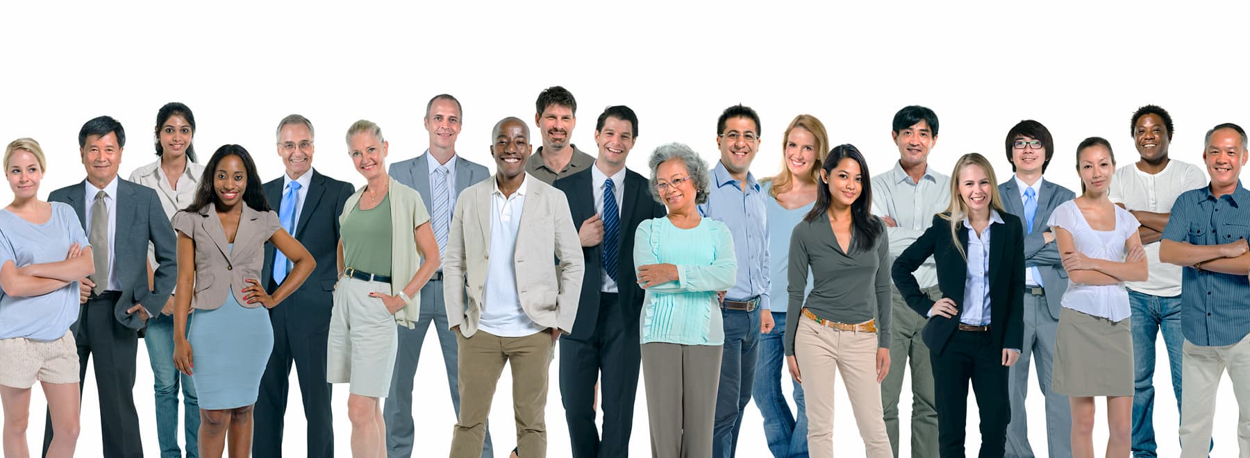 Group of diverse people smiling.