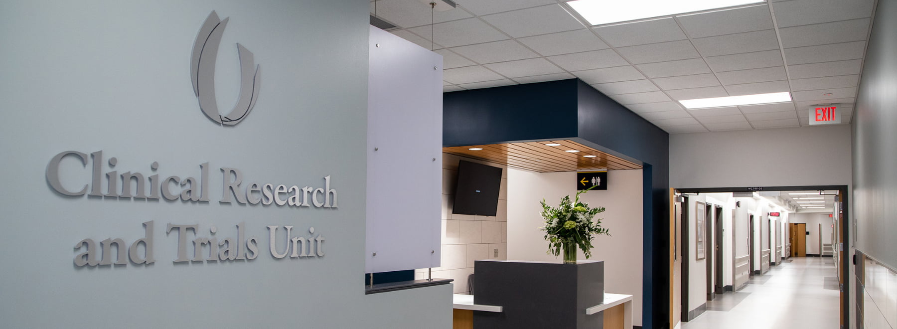 Hallway of UMMC's Clinical Research and Trials Unit.