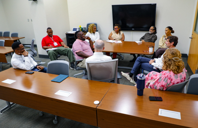 Representatives from SOPH and FCSO meet to discuss ways in which the organizations can support one another.