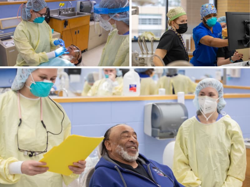 Collage of photos take during the annual Dental Mission Week.