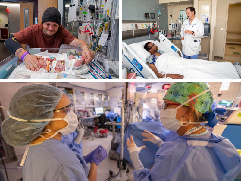 Graphic of three photos depicting patient care at UMMC.