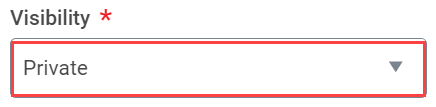 Visibility "private" drop-down box.