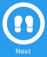 Blue icon with footprints and "Next" underneath.