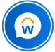 Blue speech bubble Workday assistant icon.