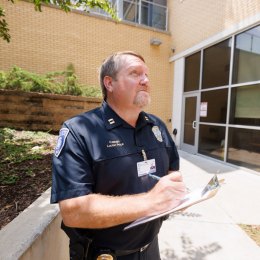 Police officer managing traffic