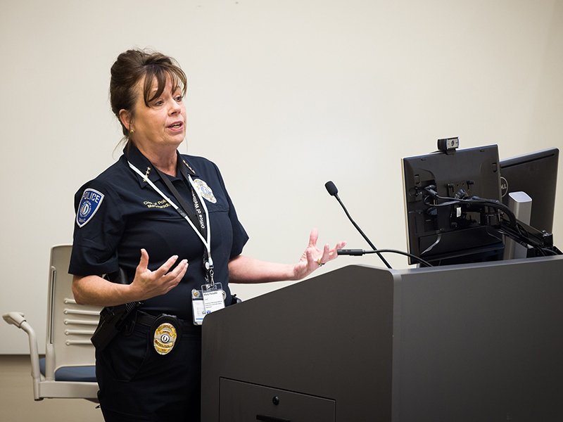 Chief Paradis speaking at the 2023 conference.