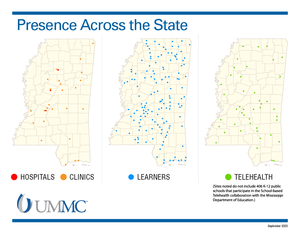 Maps of UMMC's presence statewide. Click below for the full image long description.