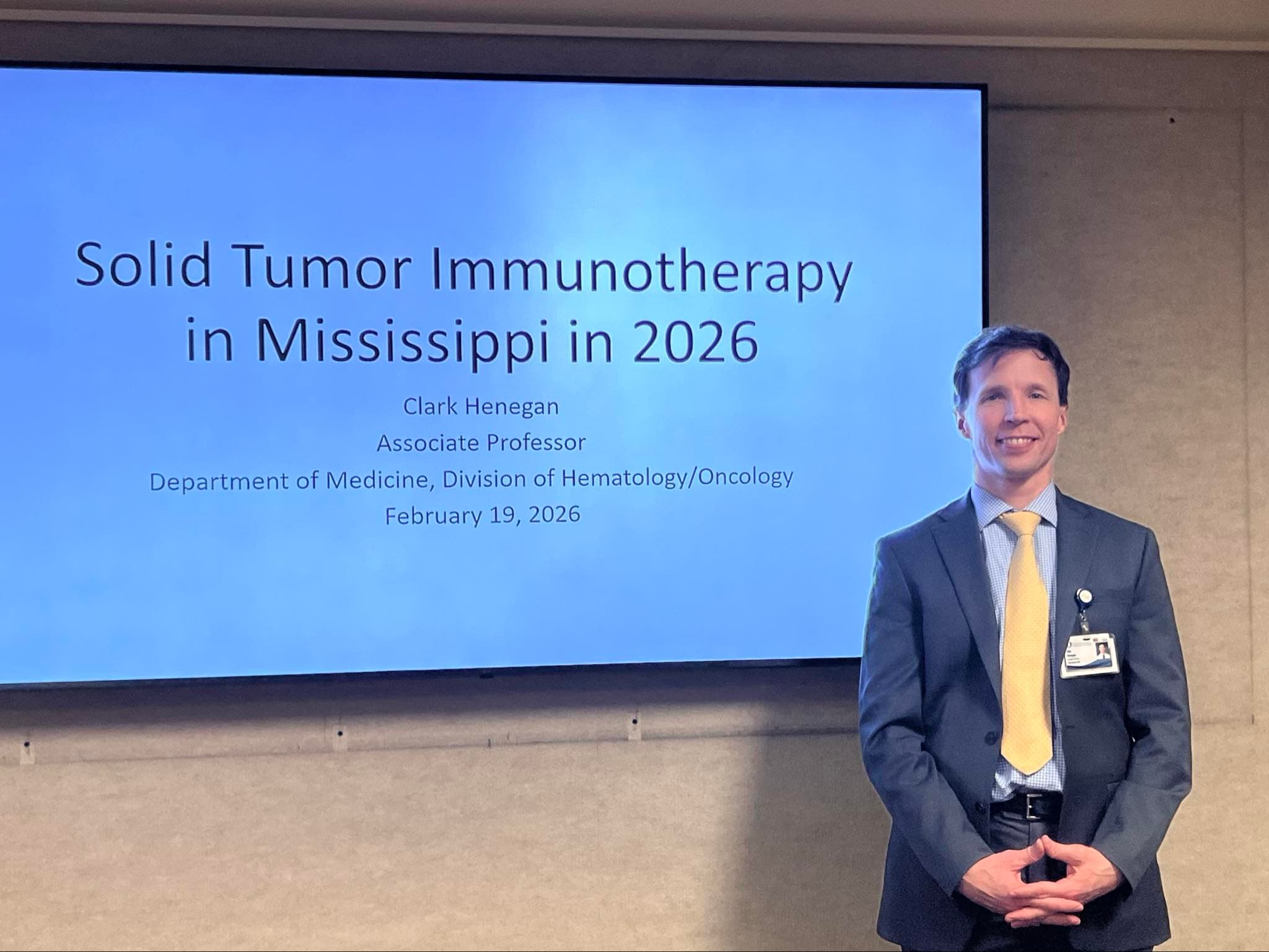 Dr. Clark Henegan presented an update on immunotherapy in the state during grand rounds Feb. 19.