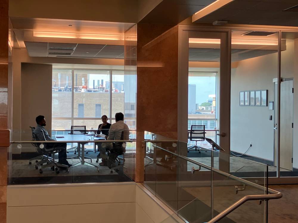 Researchers are using the new meeting space at CCRI.