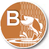 Level B, bigmouth bass wayfinding logo.
